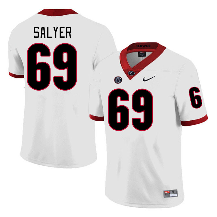 #69 Jamaree Salyer Georgia Bulldogs Jerseys Football Stitched-Retro White